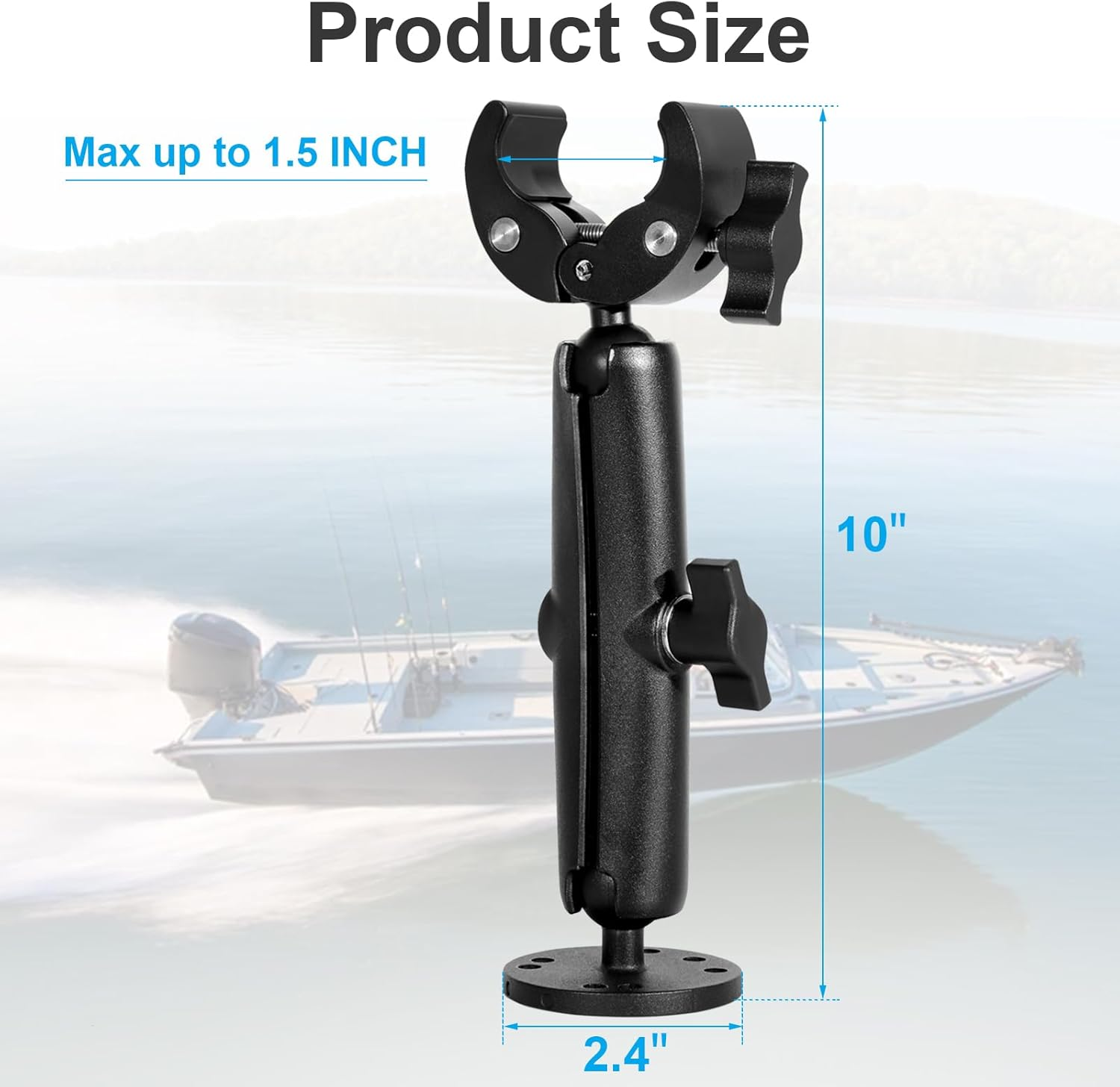 Trolling Motor Stabilizer Mount, 360&deg; Adjustable, for Minn Kota Terrova/Riptide Terrova/Ulterra/Powerdrive, Tough-Claw Boat Trolling Motor Shaft Reduces Bounce, Max to 1.5" Diameter Bar image number 4