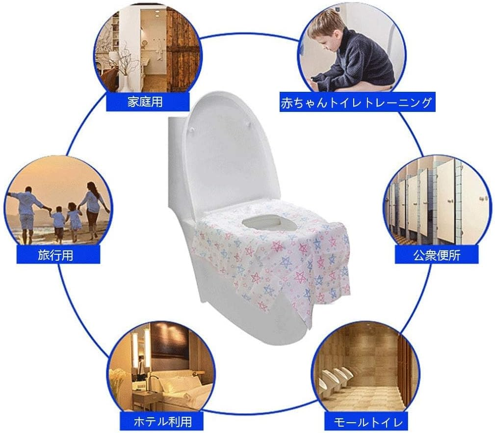 KMAKII Large Size Disposable Toilet Seat Cover,Hygienic Waterproof PE Potty Seat Cover Portable Non-Slip Toilet Covers Travel Packed for Toddler Kids Adults Pregnant Women,20 Pack image number 5