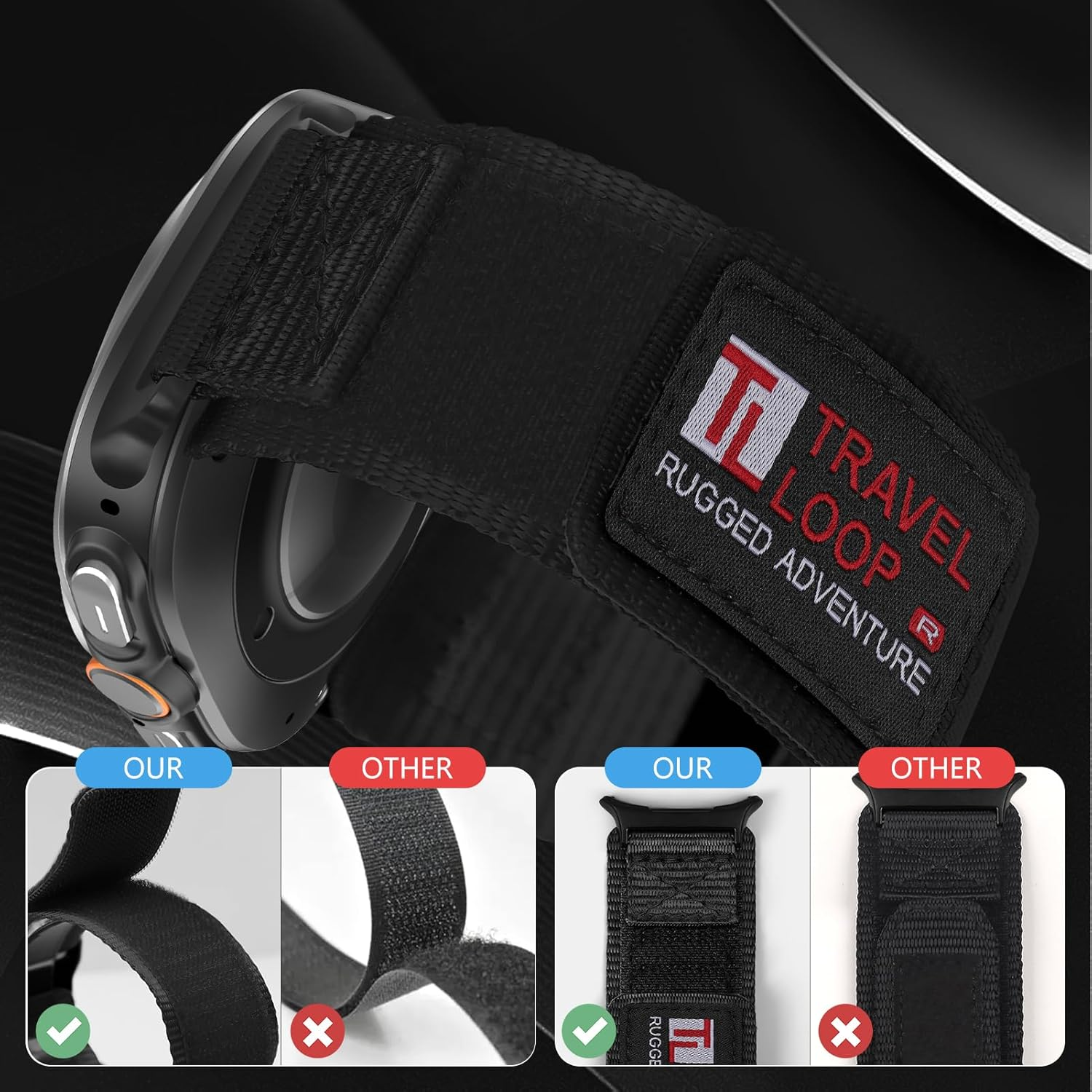 Rugged Nylon Bands for Samsung Galaxy Watch Ultra 2/Ultra 2025 2024 Men,Soft Woven Adjustable Sport Loop Wristbands Strap for Samsung Galaxy Watch 8/7 Ultra 47Mm image number 5