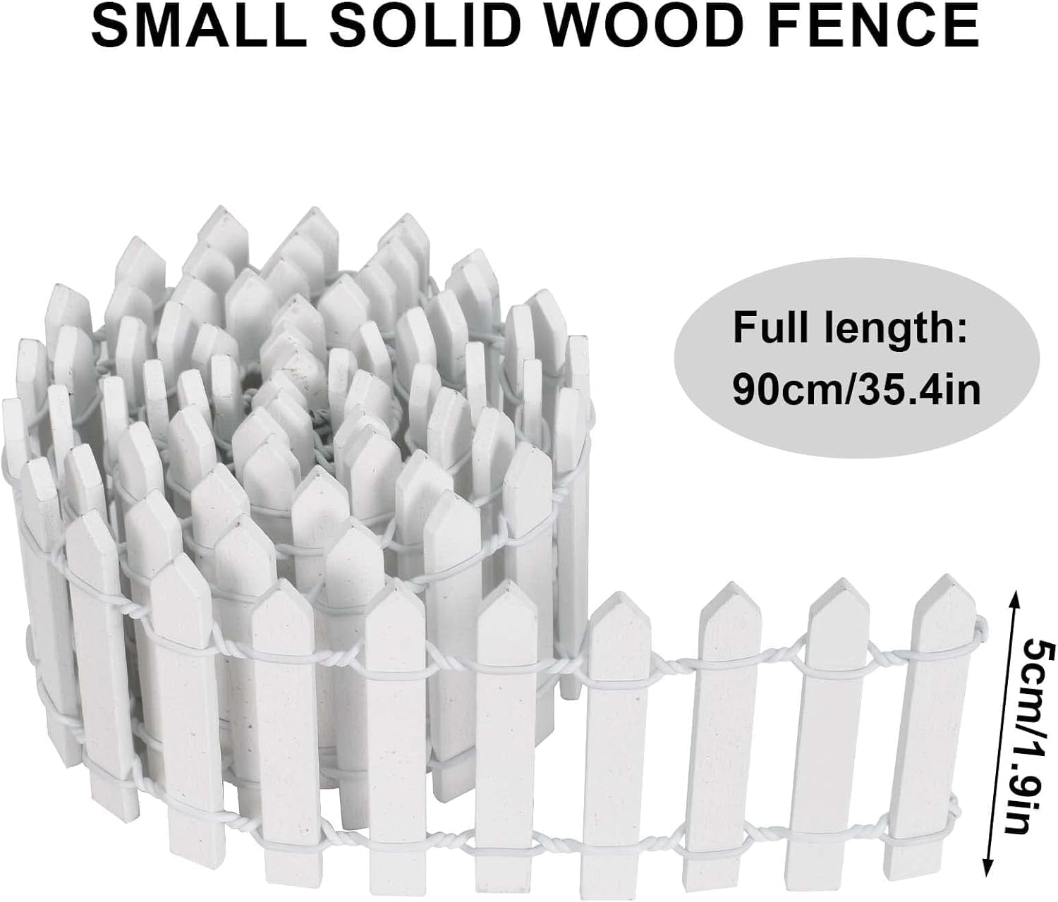 Miniature Wood Picket Garden Fence, 2Piece Wood Picket Fence Garden Decorative Fence,Miniature Fairy Garden Fence Wooden Decorative Ornament Fences,Garden Ornament Wooden Picket Fences,White image number 3