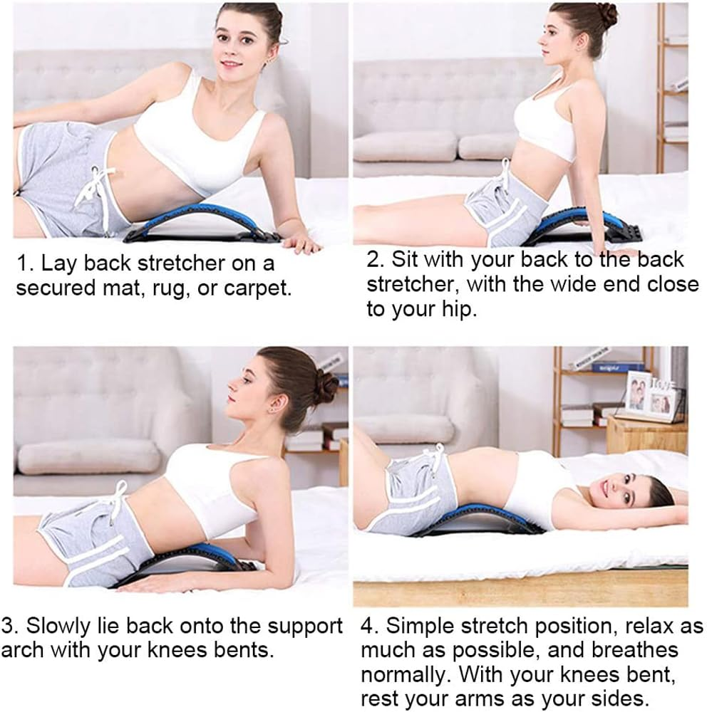 Massager Back Stretcher Lumbar Support Fitness Waist Spine Pain Relief image number 6