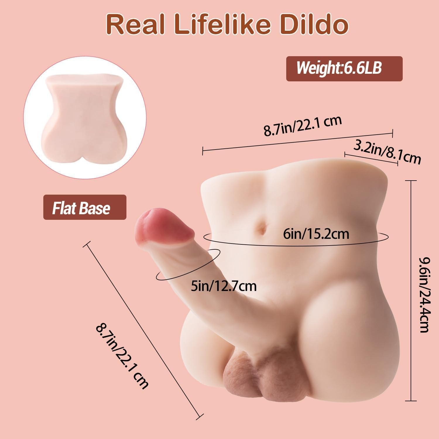 Sex Torso Doll with 8.7Inch Flexible Realistic Dildo, Men Sex Dolls for Women Tight Anal Hole Sex Huge Cock for Female, Unisex Masturbator Sex Toy for Gay Couple 6.6LB image number 5