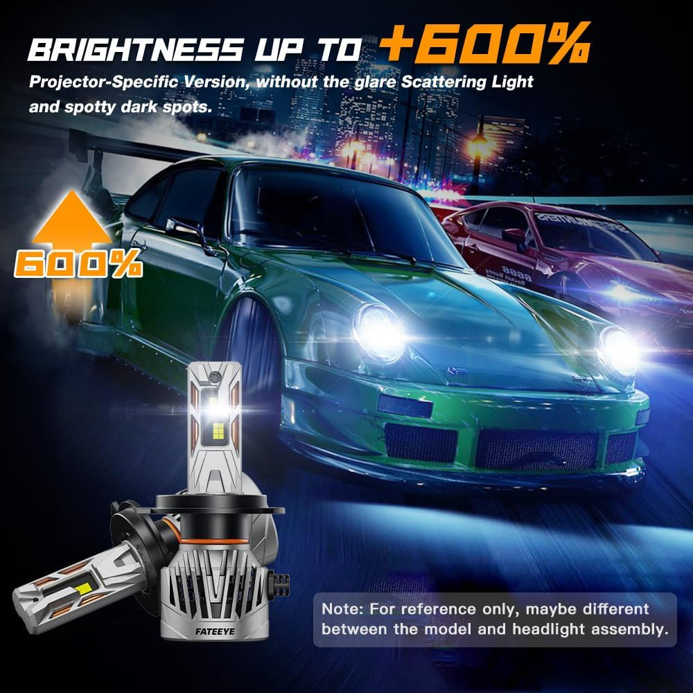 H4 9003 HB2 LED Car Headlights, 600% Brighter 6500K Cool White, Replacement for Halogen Bulbs, Canbus Ready, Plug & Play, Pack of 2 (H4) image number 5