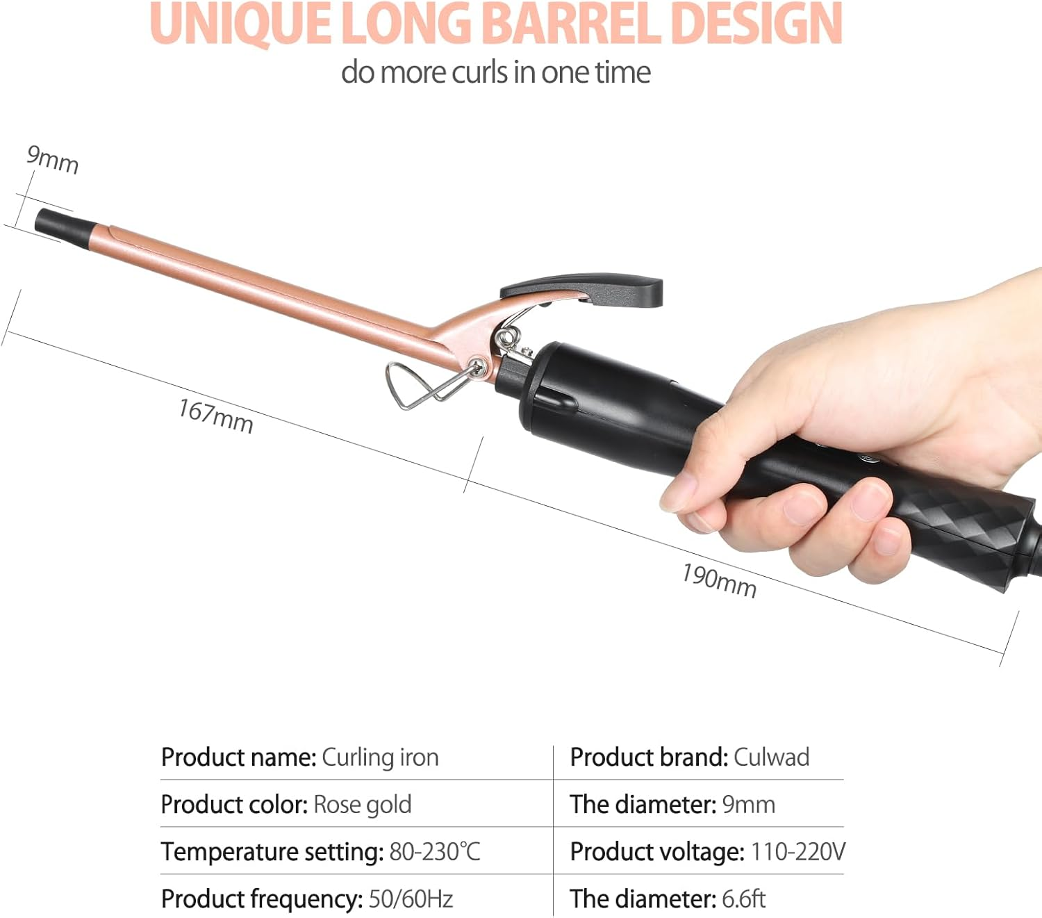 Curling Iron Small Curls, 9 Mm Ceramic Curling Iron Thin for Short/Medium Hair, Afro Curls, Small Curlers with Gloves (Reusable Packaging) image number 5
