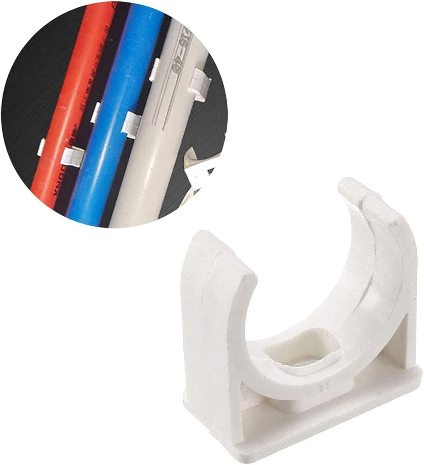 100 Pcs U-Shaped PVC Pipe Clamps Clips, White, 20Mm/3/4" Pipes, Compact, High Strength, Long Life image number 6