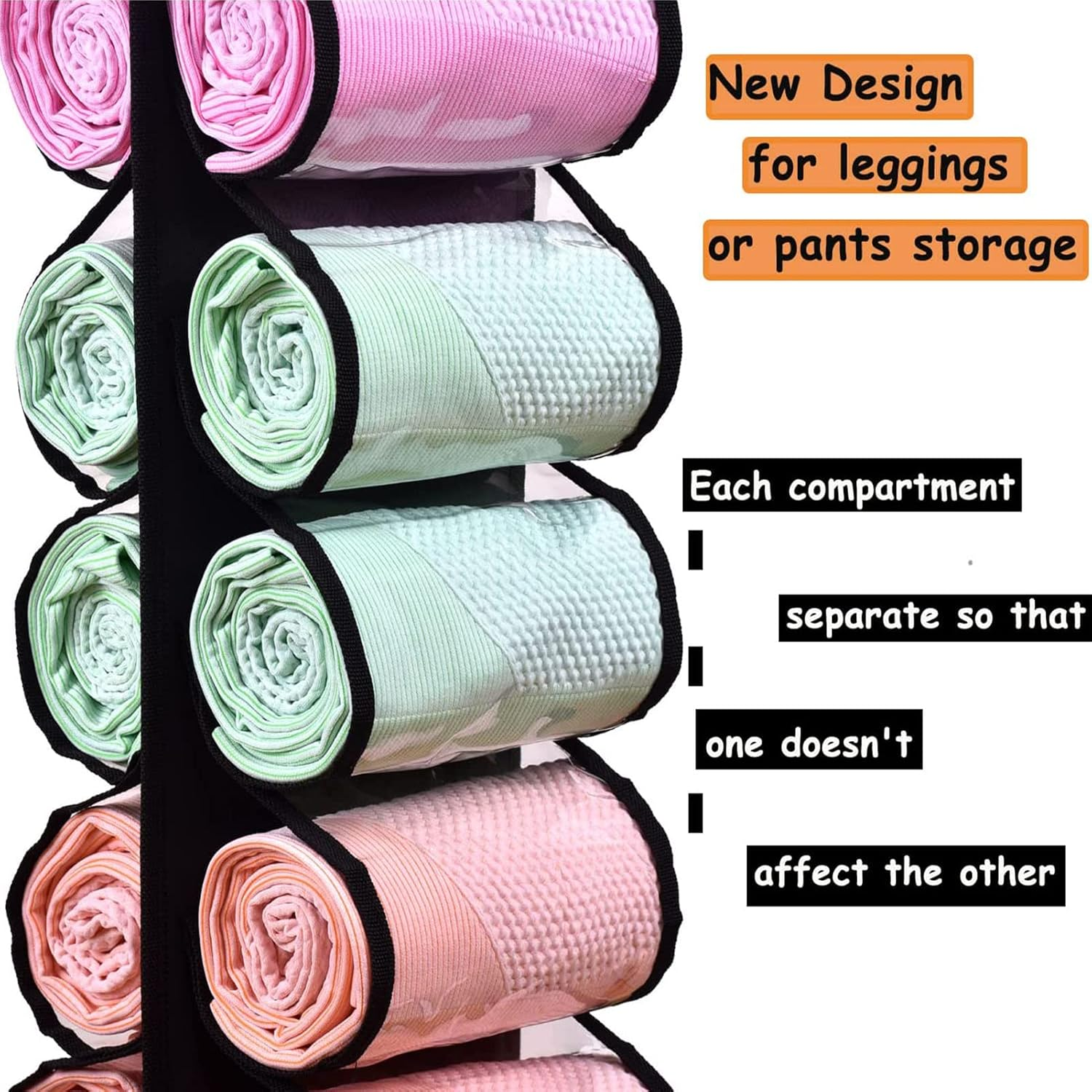 Hanging Closet Organizer,Legging Roll Holder Organizer,Storage Bag Storage Hanger Can Holds 24 Leggings or Shirts Jeans image number 1