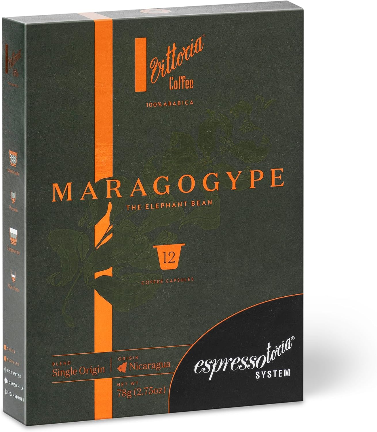 Vittoria Coffee Maragogype Blend Espressotoria Capsules 78 G (Case of 12) image number 6