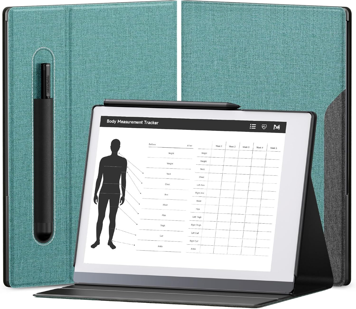 OLAIKE Book Folio Case for Remarkable 2 Paper Tablet 10.3" 2020 Released, Premuin Fabric Smart Cover with Pen Pocket, Stable Folding Stand Design (Not for Remarkable 1),Gray & Orange