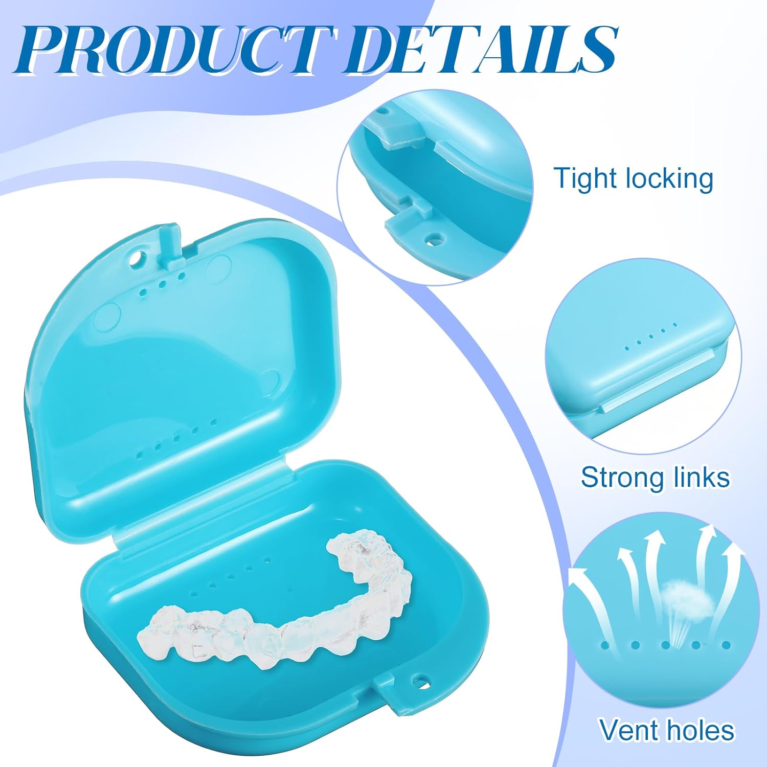 Youyole 32 Pieces Retainer Case with Vent Holes Mouth Guard Container Case Dental Storage Container Multicolor Dental Retainer Box for Office Travel Household (Light Color) image number 2