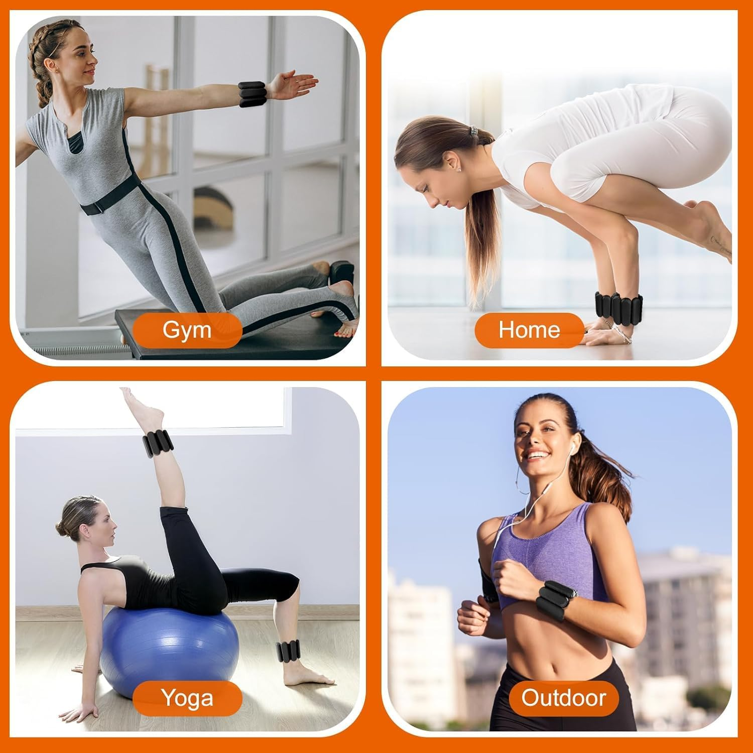 Pilates Wrist Ankle Weights for Women,Set of 2 (1Lb Each) Adjustable Wearable Ankle Weights Silicone Wrist Bangles for Men Women Kids,For Exercise,Jogging,Yoga,Gym,Strength Training image number 4