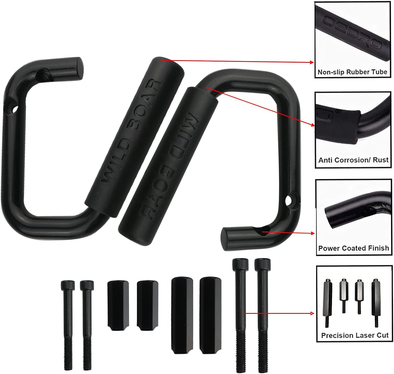 Pack of 2 Front Grab Bar Grab Handles Black Textured Compatible with 2007-2017 Jeep Wrangler JK JKU Car image number 1