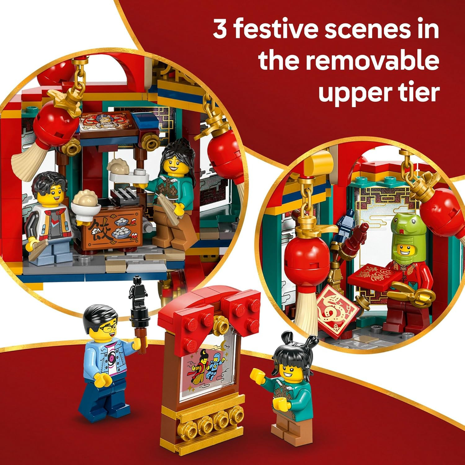 LEGO Spring Festival Trotting Lantern Toy for 9+ Year Old Boys & Girls, Lunar New Year Decoration and Building Set with a Year of the Snake Minifigure, Creative Kids Toys for Imaginative Play 80116 image number 4