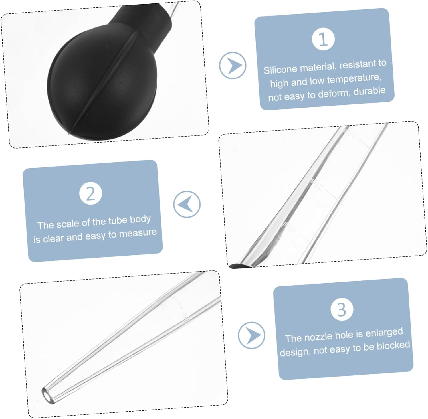 OSOLADY Test Tube Measuring Tool Calibrated Large Pipette Cooking Dropper with Scale Pipette Dropper Graduated Baking Pipettes Measured Dropper Liquid Dropper Kitchen Droppers Black image number 4