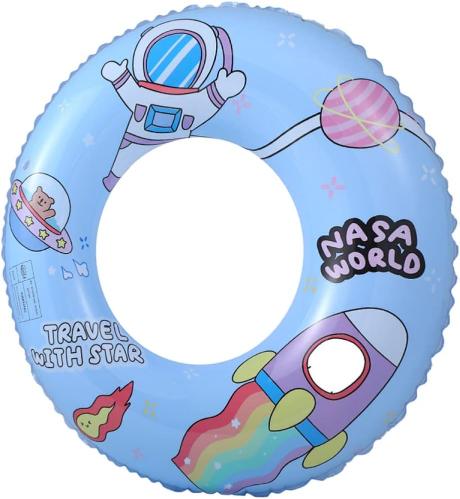 ERINGOGO Cartoon Rabbit Astronaut Pattern Inflatable Lifebuoy PVC Swim Ring Adult Swim Ring Leakproof Nozzle Comfortable image number 3