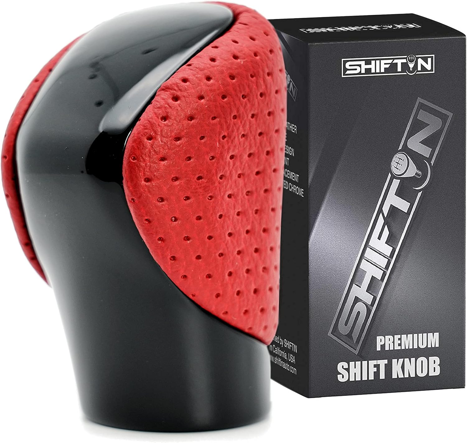 Gear Shift Knob Shifter for Lexus ES GS GX Is NX RC RX 200T 300 350 3450H 450Hl 350L (Punched Black Leather/Carbon Pattern)