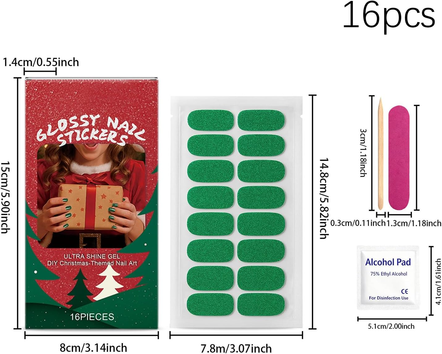 Nail Wrap Stickers - Christmas Theme Manicure Adhesive Stickers - Christmas Nail Strips Set - for Family Nights Friend Gatherings Travel Home Office School Parties Business Trips image number 4