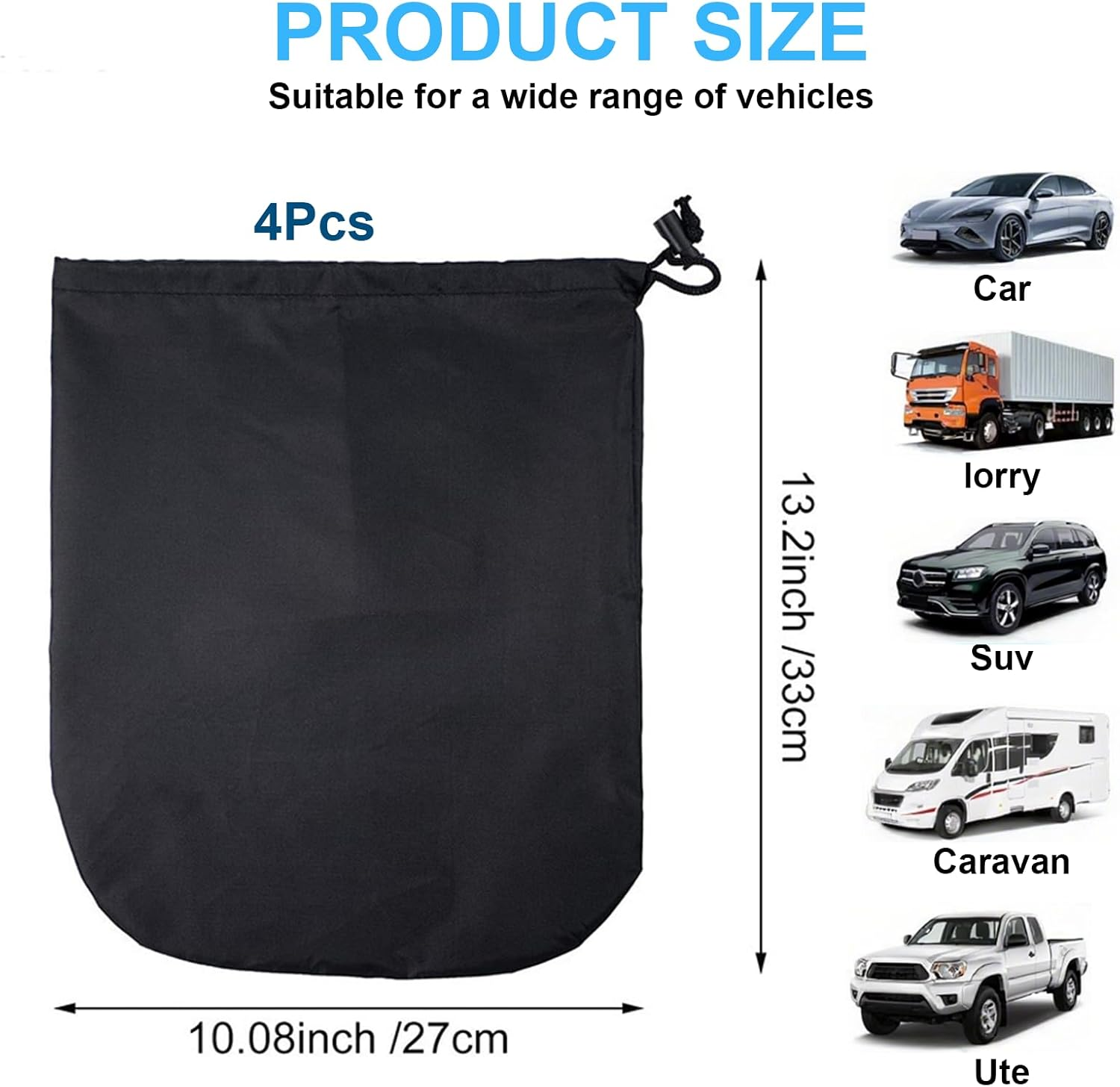 Side Mirror Cover, 4PCS Car Side Mirror Snow Cover Protects from Ice Snow Frost Dew Rain Bird Poop, Auto Rearview Protection Cover Universal Size for Cars, Black image number 1
