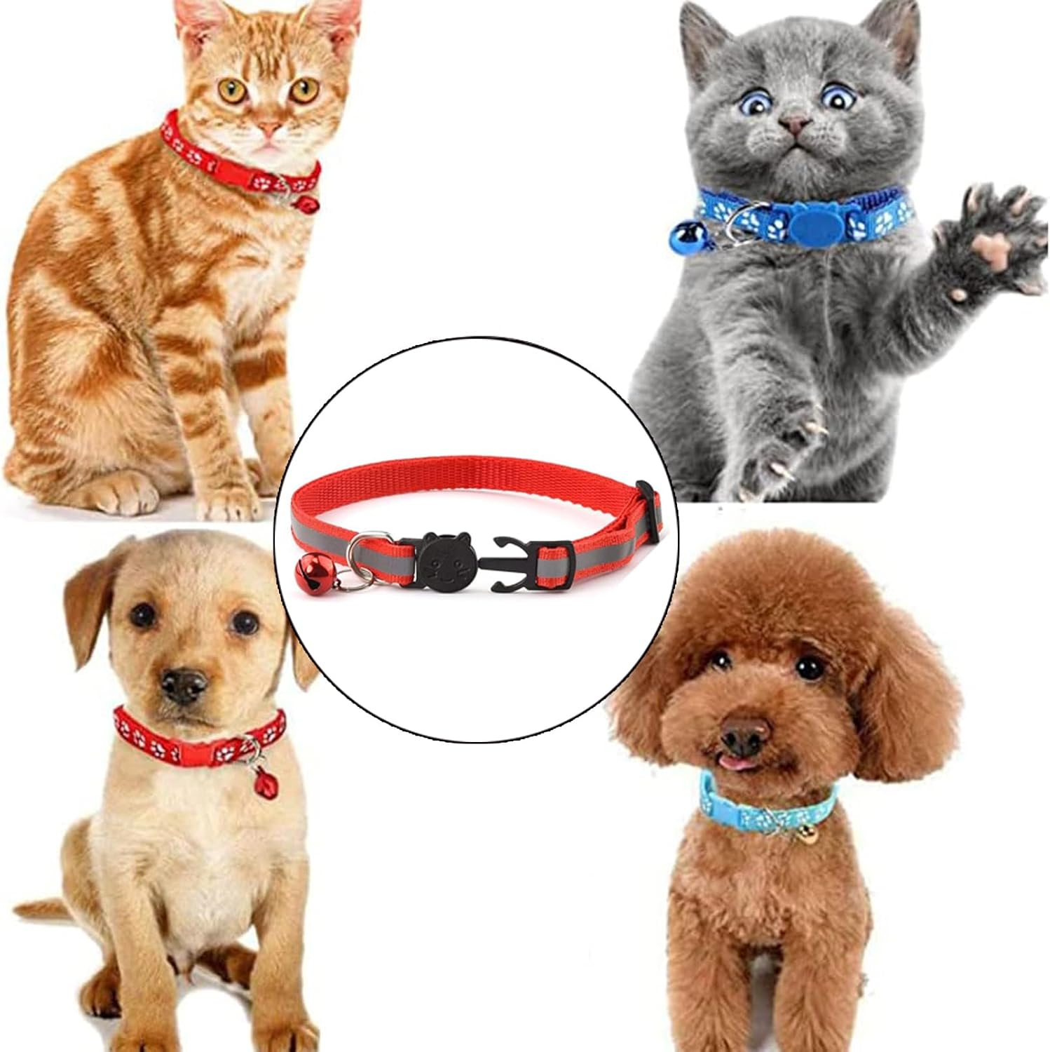 Pack of 8 Reflective Cat Collars, Adjustable Collar Cat Kitten (19-32 Cm), Reflective Kitten Collars, Cat Collar, Reflective Safety Cat Collars with Quick Release image number 3