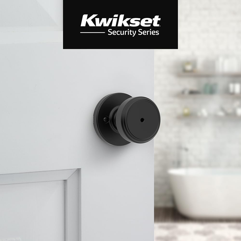 Kwikset Maven Interior Privacy Door Knob with Lock, round Door Handle for Bathroom and Bedroom, Matte Black Keyless Turn Lock Doorknob, with Microban Protection image number 7