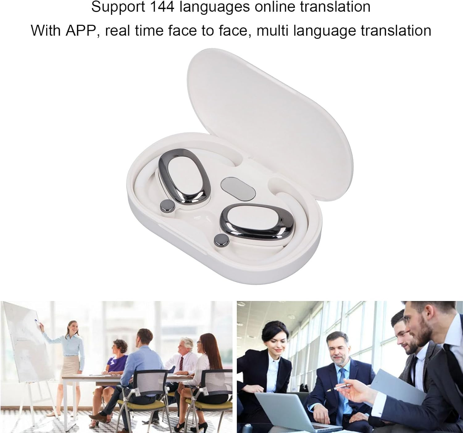 Depisuta AI Real Time Language Translation Earbuds, 144 Languages Translator Device with HD Sound Noise Cancellation for Travel Business Students image number 3