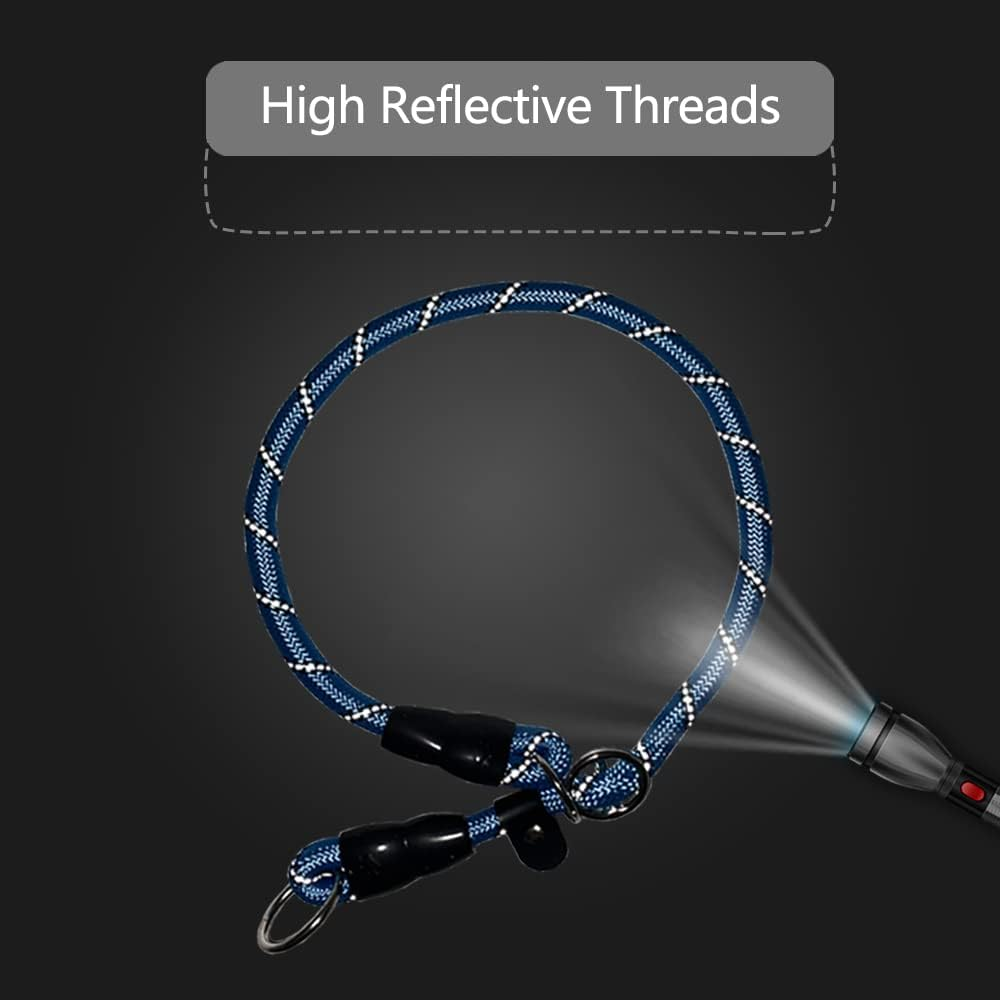 Dog Slip Collar, Reflective Nylon Martingale Chock Collar No-Pull P Collar with Sliding Stopper Training Dog Collar for Small Medium Large Dogs image number 7