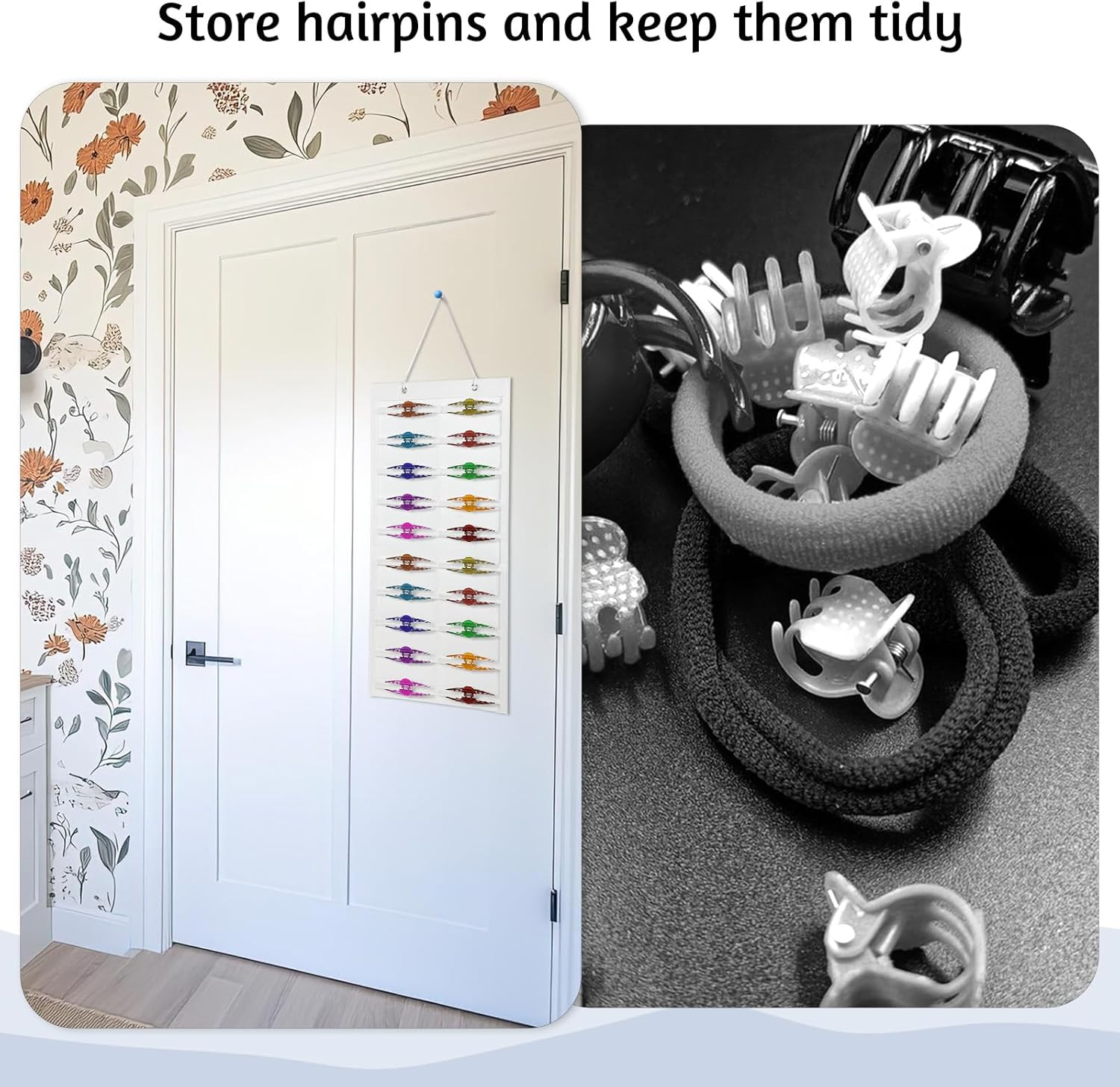 Claw Clip Organizer, Hanging Hair Clip Organizer, Large Hair Clip Holder Wall Hanging, Hanging Claw Clips Storage for Women Girls, Hair Clips Organizer Big Claw Clip Display Stand Holder (White)