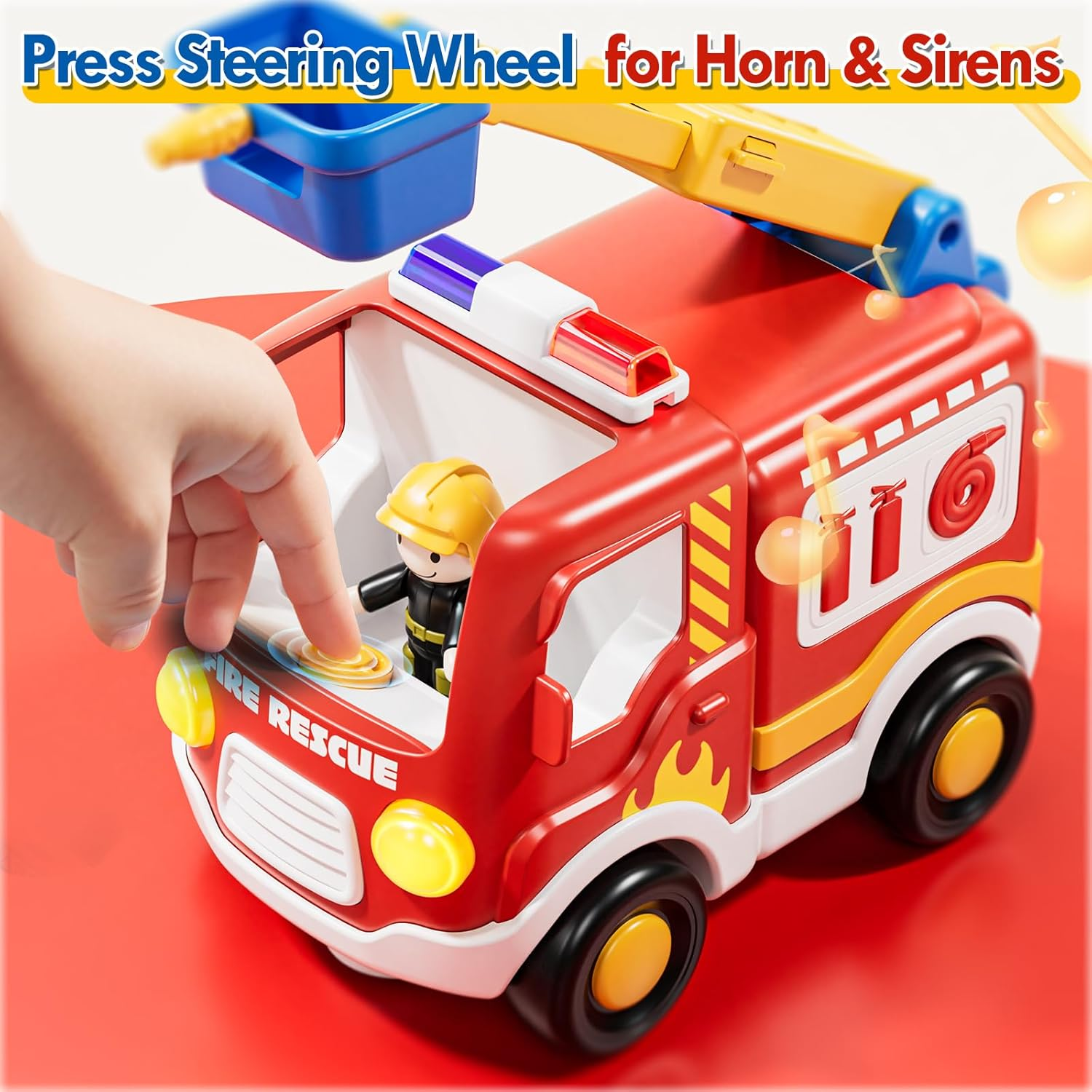 Lehoo Castle Remote Control Car, Fire Truck RC Cars, Cartoon RC Race Car, Toy Car with Music & Sound Toy for Toddler Kids, Baby Toys for 1 2 3 Year Old image number 6