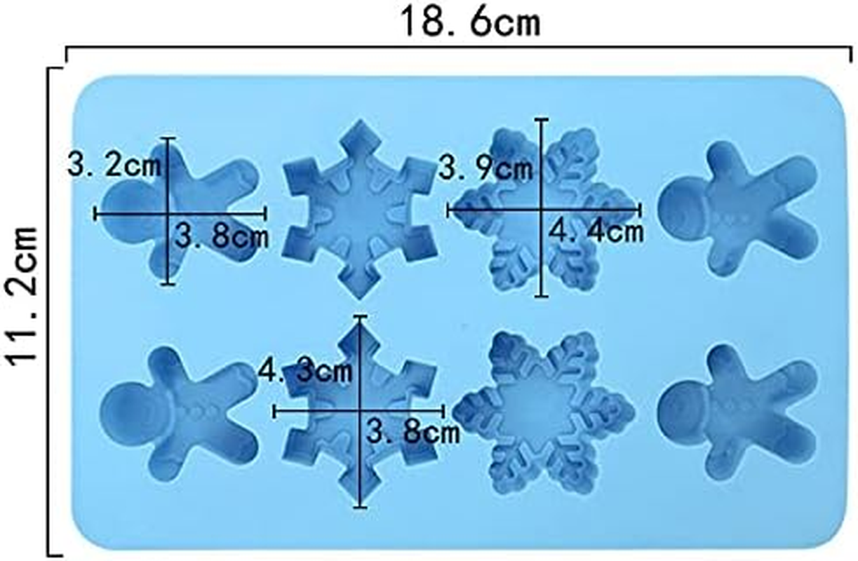 BREEZO Christmas Silicone Moulds, 2PCS Snowflake Snowmen Chocolate Moulds Soap Candy Cake Muffin Jelly Trays Baking Molds for Home Party Christmas Xmas Cake Decoration image number 2