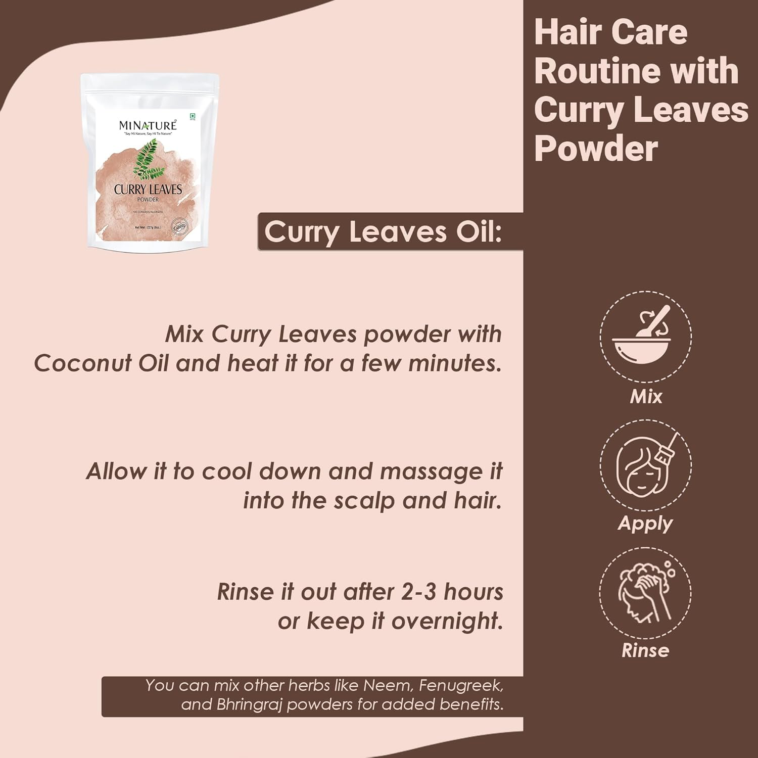 Mi Nature Curry Leaves Powder | Murraya Koenigii | Sweet Neem | 227G (8 Oz.) (0.5 Lb) | Hair & DIY Care | 100% Natural Herbal Ingredient| from India. image number 5