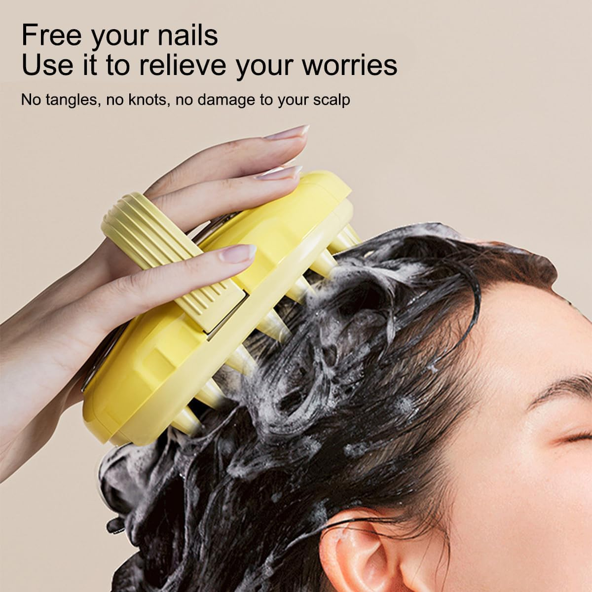 Fokmuaex Scalp Massager Brush with Soft Silicone Bristles, Hair Growth Scalp Scrubber for Exfoliation & Stress Relief, Shampoo Brush for Wet/Dry Hair & Head Massage (Yellow) image number 3