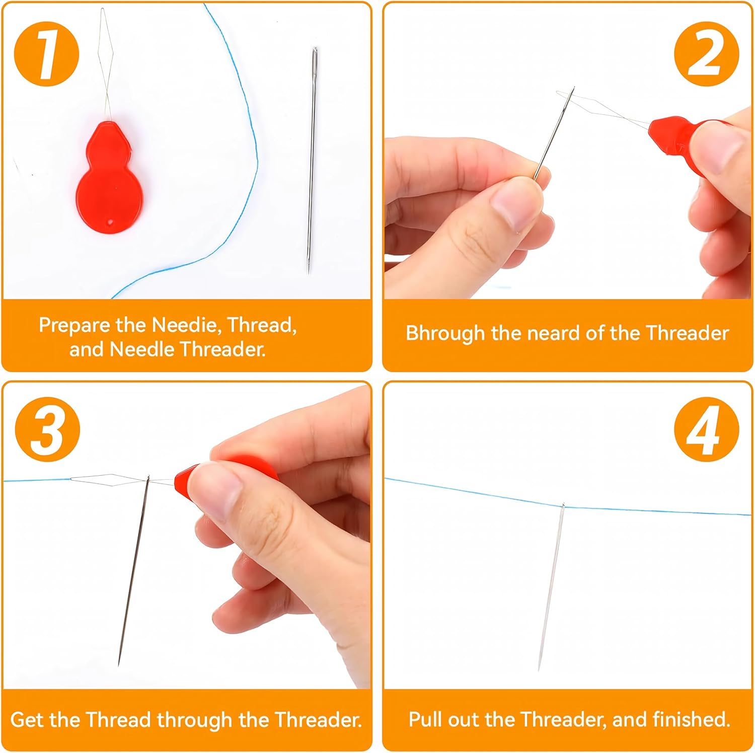 25 PCS Needle Threader with 2 Pcs Threaders，Five Sizes of Hand Sewing Needles，Stainless Steel Hand-Woven Needles，High-Grade Large-Eye and Large-Sized Hand Sewing Needles，Used for Hand Sewing Art and Craft Projects， image number 5