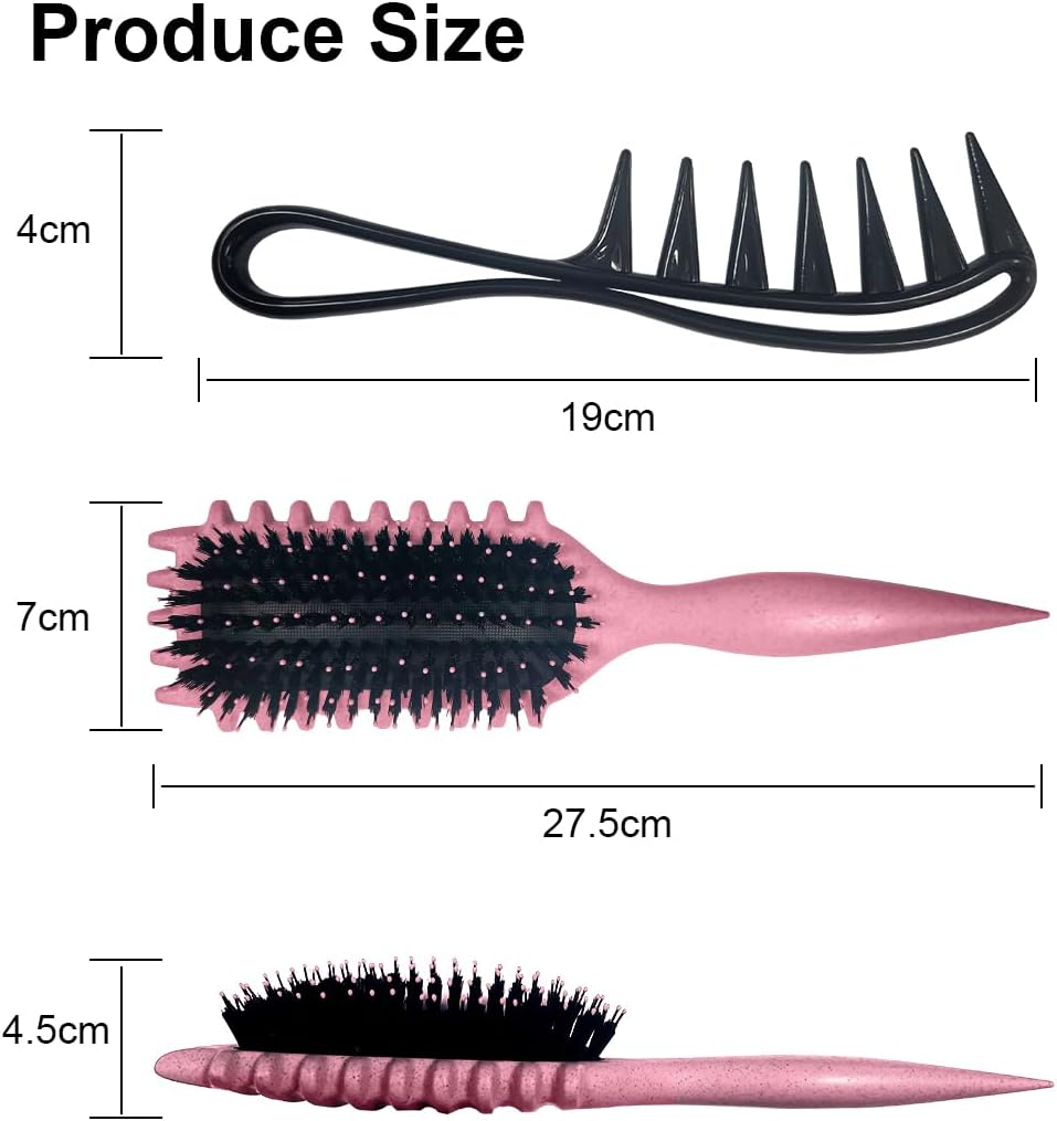 Ruayia Teeth Combs + Shark Tooth Comb Women, Wide Tooth Comb Kit for Men, Hair Styling Salon, Highlight Comb, Wide Tooth Comb, Curling Brush, Coarse Teeth - Pink image number 6