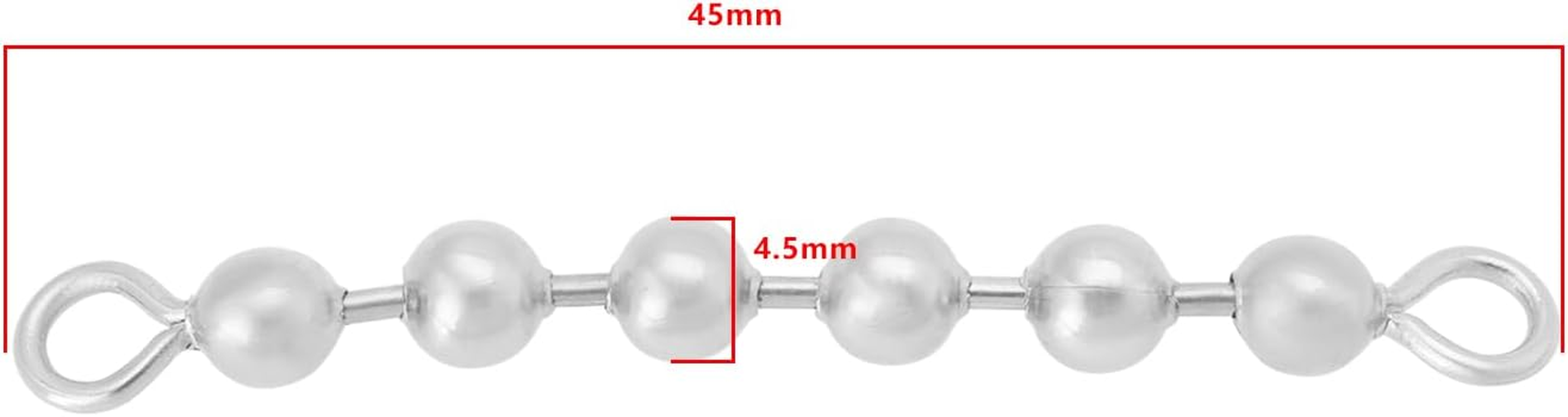 Create Idea 20Pcs Fishing Bead Chain Swivels 3/16 Inch 6 Bead Stainless Steel Catfish Swivel for Catfishing Freshwater Saltwater 4.5X45Mm image number 5