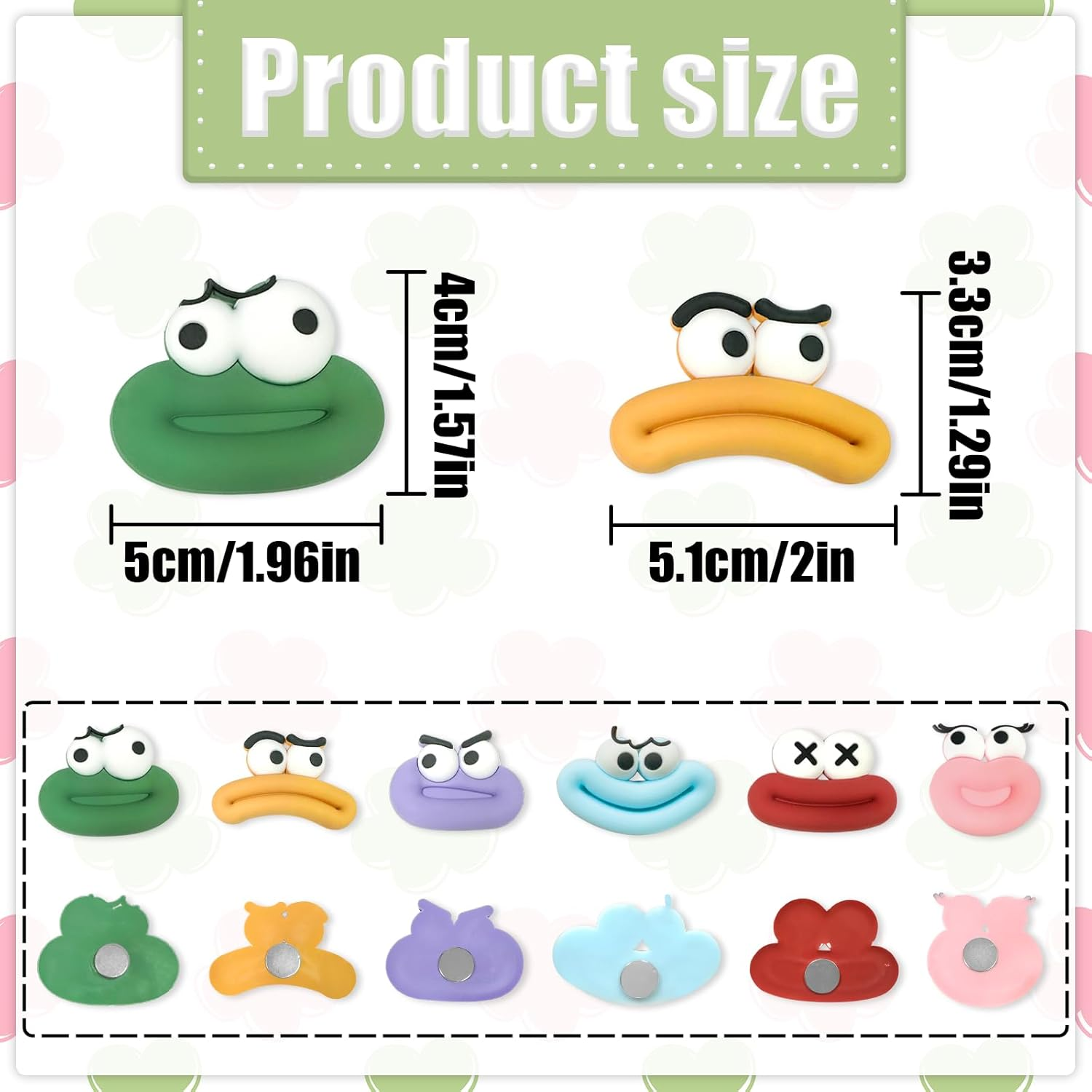 HAIKING Funny Fridge Magnets, 12 PCS 3D Cartoon Decorative Magnets for Refrigerator, Locker, Whiteboard (6 Colors) image number 1