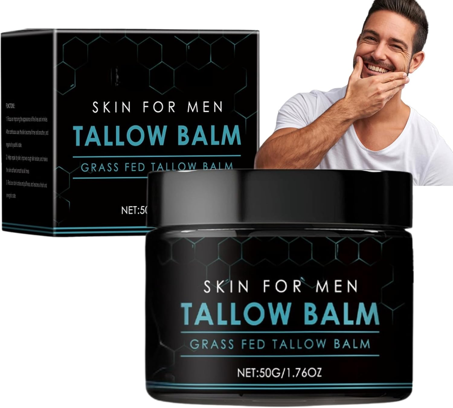 Beef Tallow for Skin, Men&rsquo;S Tallow Balm, Grass Fed Natural Moisturizer, Hydrating & Nourishing Cream for Face Body Hands, Anti-Dryness Repair Balm, Gentle Daily Skincare for Men (1Pcs)