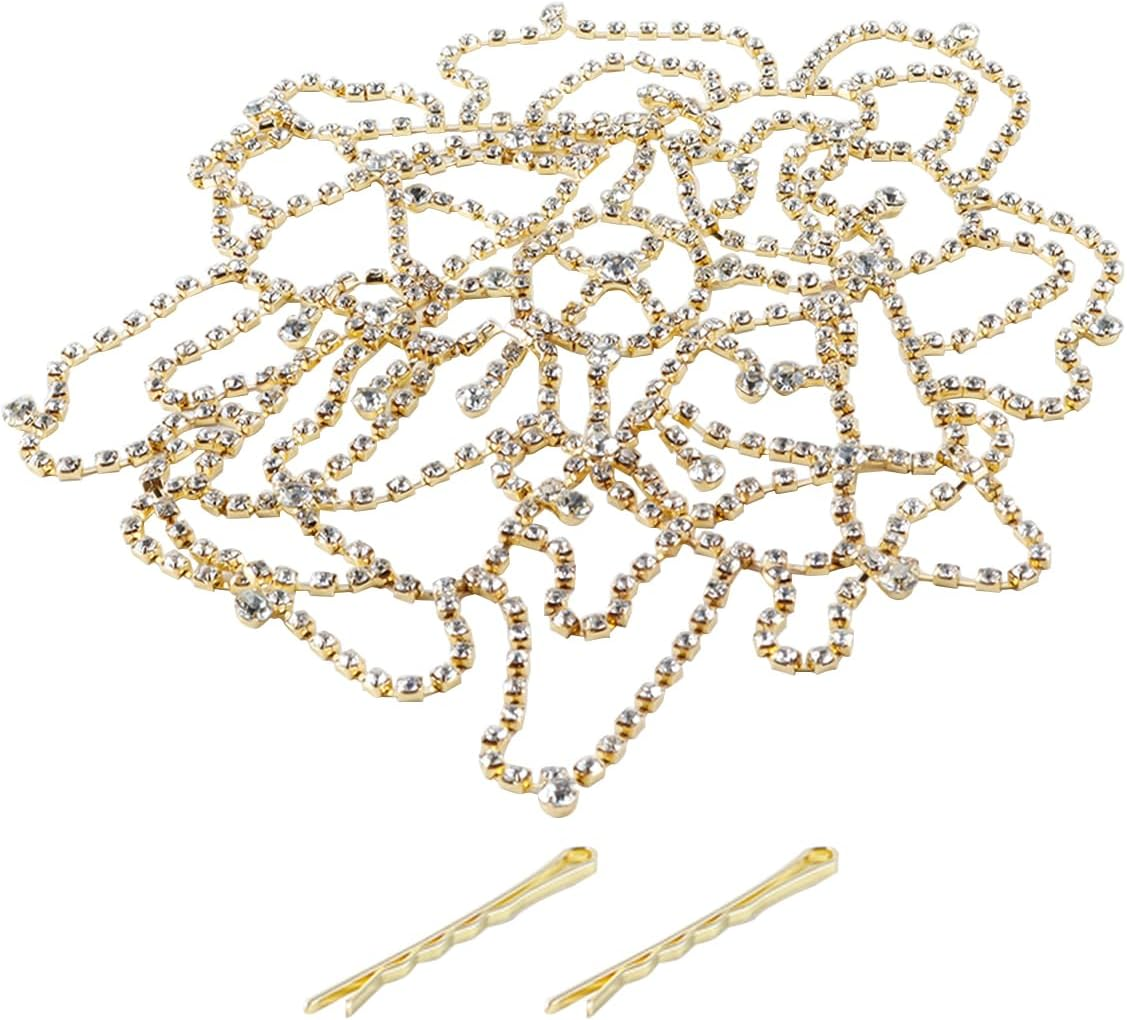 Gorise 1 Piece Gold Bridal Rhinestone Headbands for Wedding, Prom, Festivals, Ceremonies, Dinner Party, Photo Shoot, Seaside Beach, Etc. image number 3