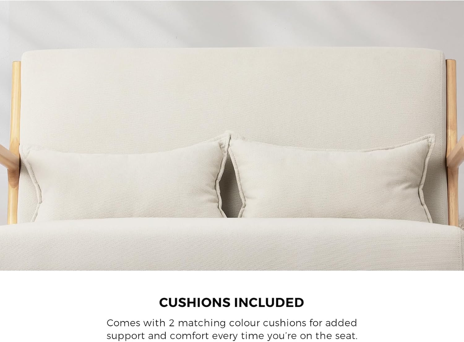 Oikiture Armchair with 2 Seater, Wooden Frame Lounge Chair with Pillow and Cushion Beige image number 6