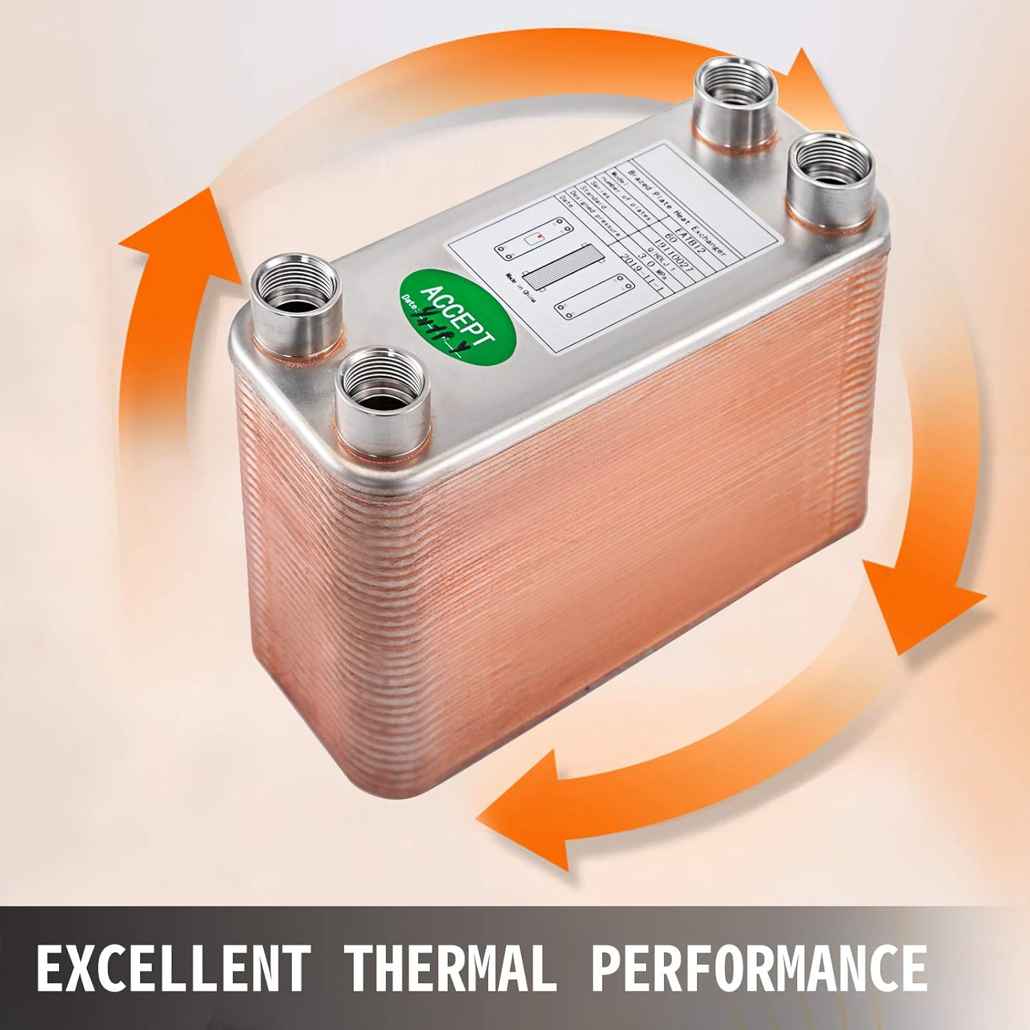 Bestequip Plate Heat Exchanger Stainless Steel B12-60, Heat Exchanger 60, Plate Heat Exchanger 3.0 Mpa, Heat Exchanger Heating image number 5