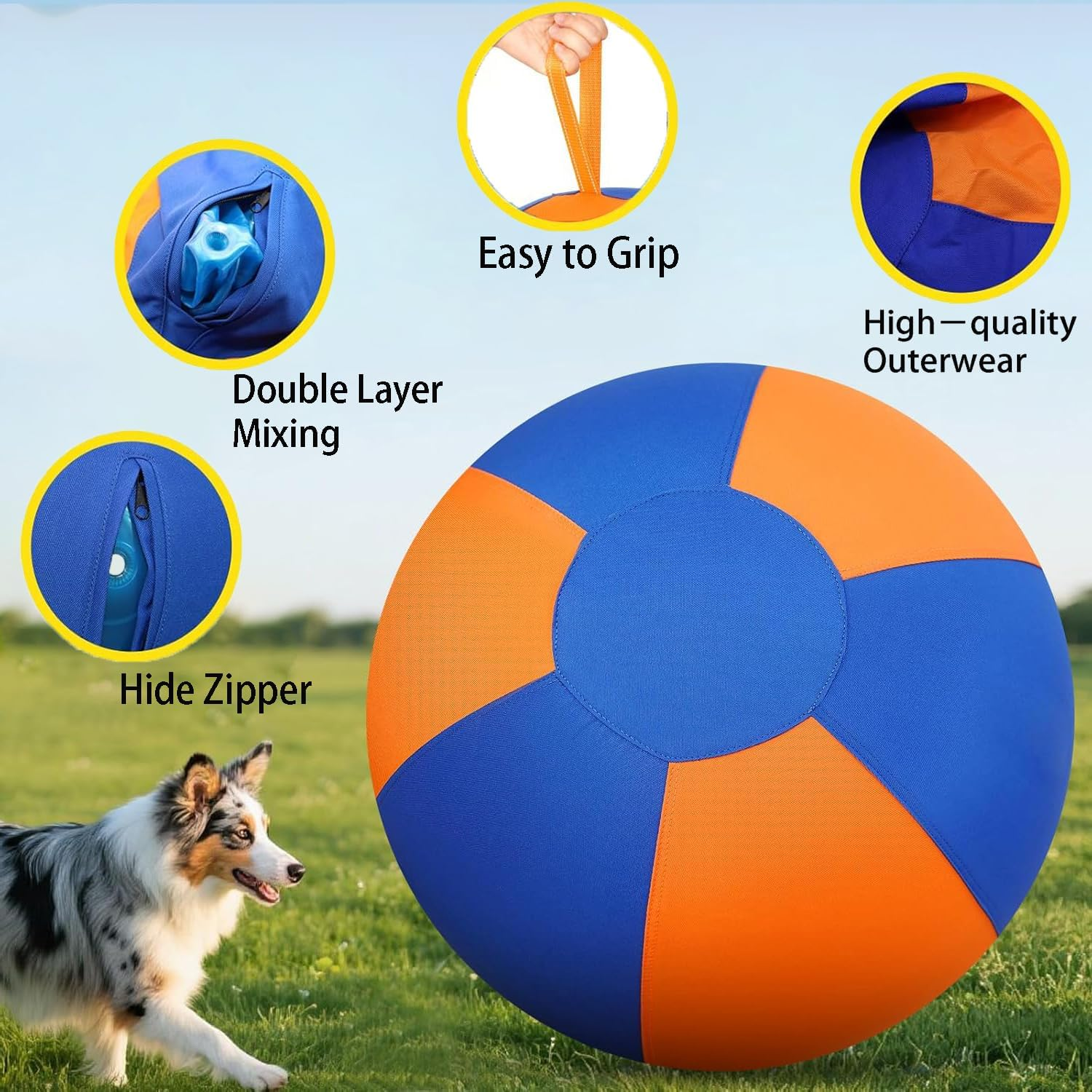 Roczential Herding Ball for Dogs and Horses，45Cm/18Inch Jolly Ball for Dog Agility Training Equipment Bite Resistant Reinforced Sewing Dog Toy Ball for Australian/German Shepherd image number 5