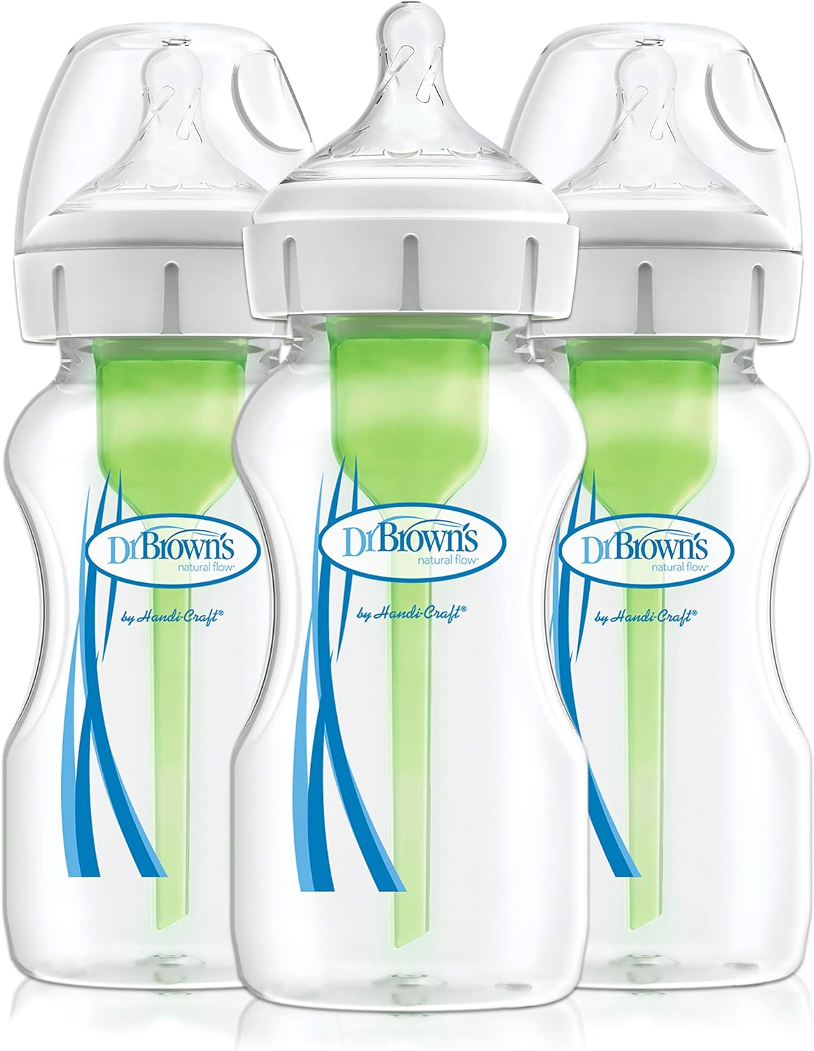 Dr. Brown'S Options plus with Level 1 Teat Wide Neck Feeding Bottle 3 Pack, 270 Ml Capacity, Clear (DRBPLUS-WB93600) image number 2