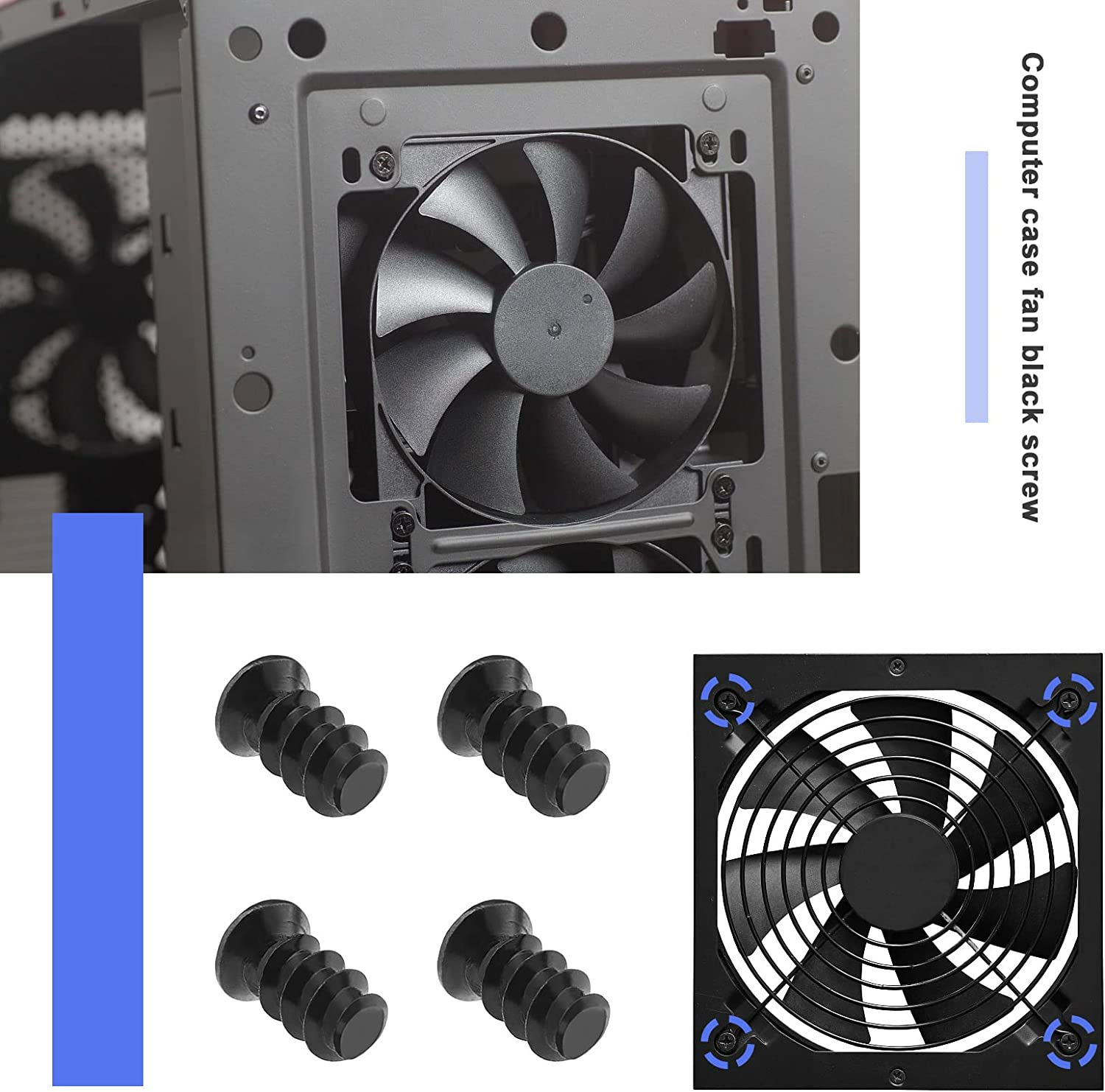 Emagtech 100Pcs PC Fan Screws - Compatible with 70Mm to 140Mm Fans - Black