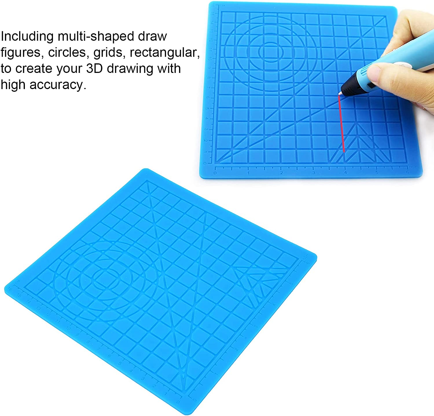 3D Pen Drawing Tool, Multi Shaped Professional 3D Printing Pen Mat with Basic Templates Finger Caps for Kids for 3D Printer for Adults image number 1