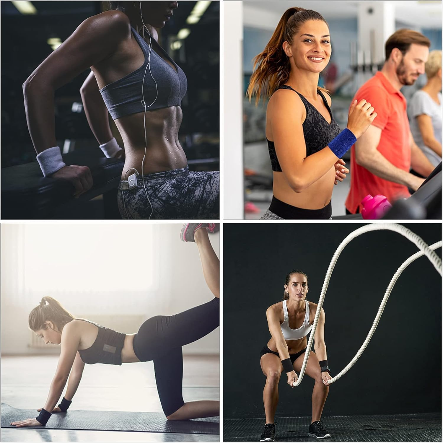 Absorbent Cotton Sweatbands Elastic Wrist Bands for Sports, 12Pcs Absorbent Cotton Sweat Bands, Sports Competitions Wristband Sweat Wrist Band for Men and Women image number 5