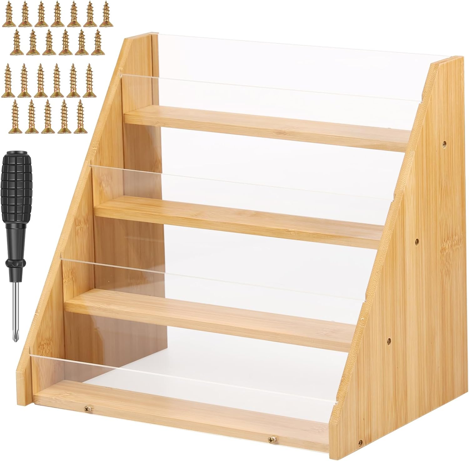 Card Display Stand,Postcard Display,Multifunctional Card Organizer,Easy to Install Greeting Card,Card Display Stand Greeting Card,Display 4 Bamboo and Acrylic Card,Stand Multifunctional image number 3