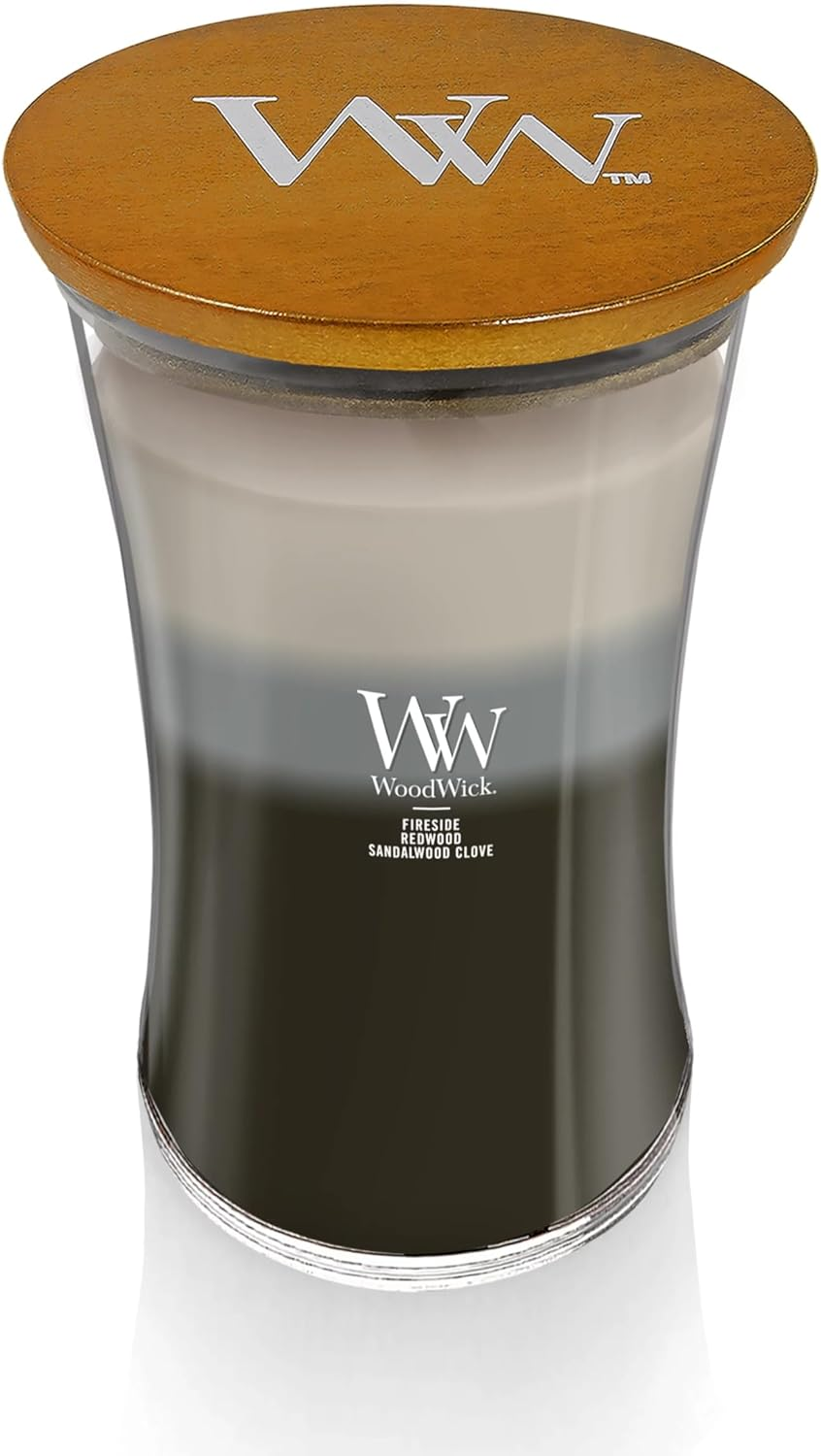 Woodwick 93911 Warm Woods Hourglass Trilogy Candle,Large,Gray image number 1