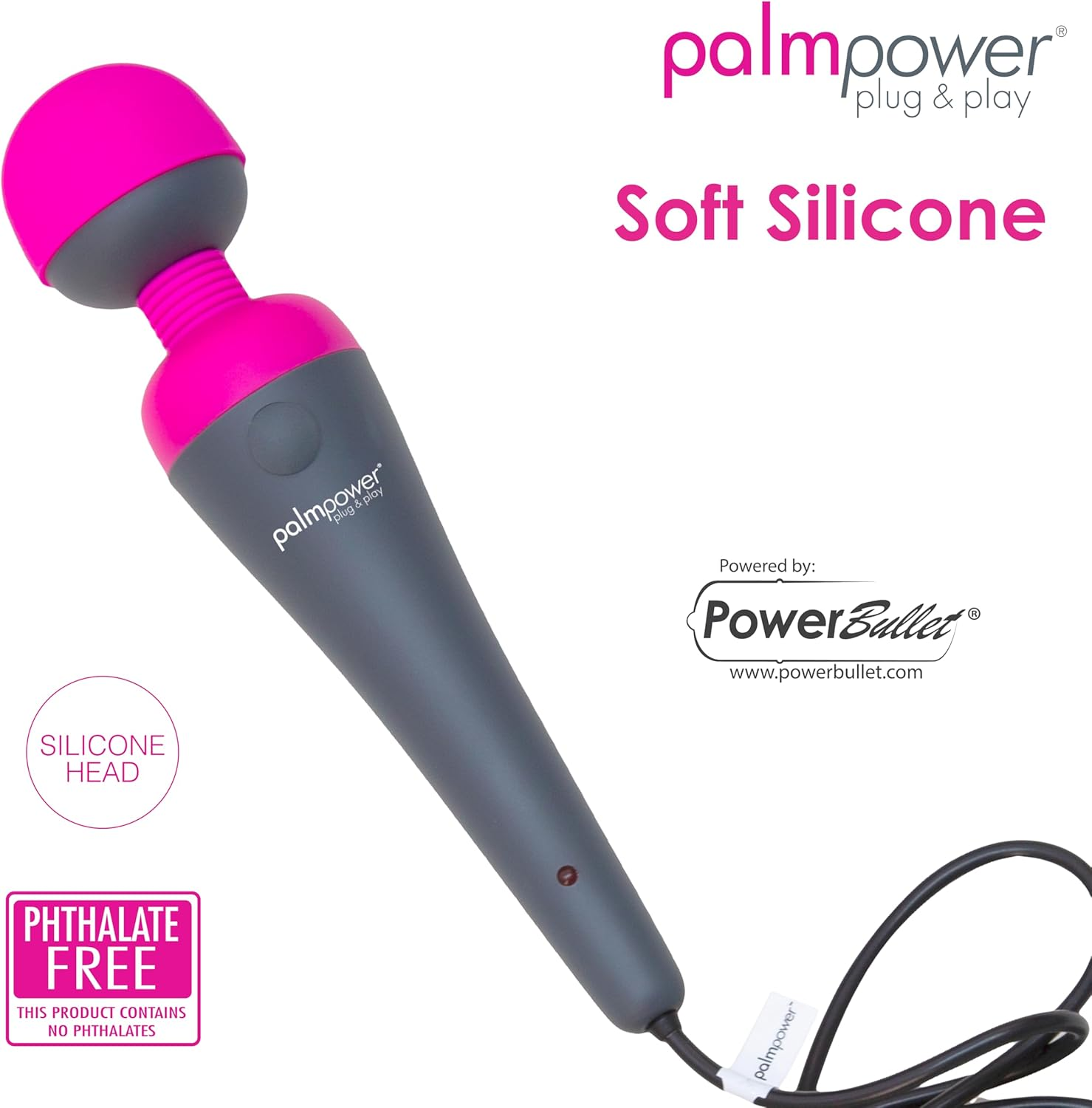 Palmpower Massage Wand Plug & Play USB, Pink image number 5
