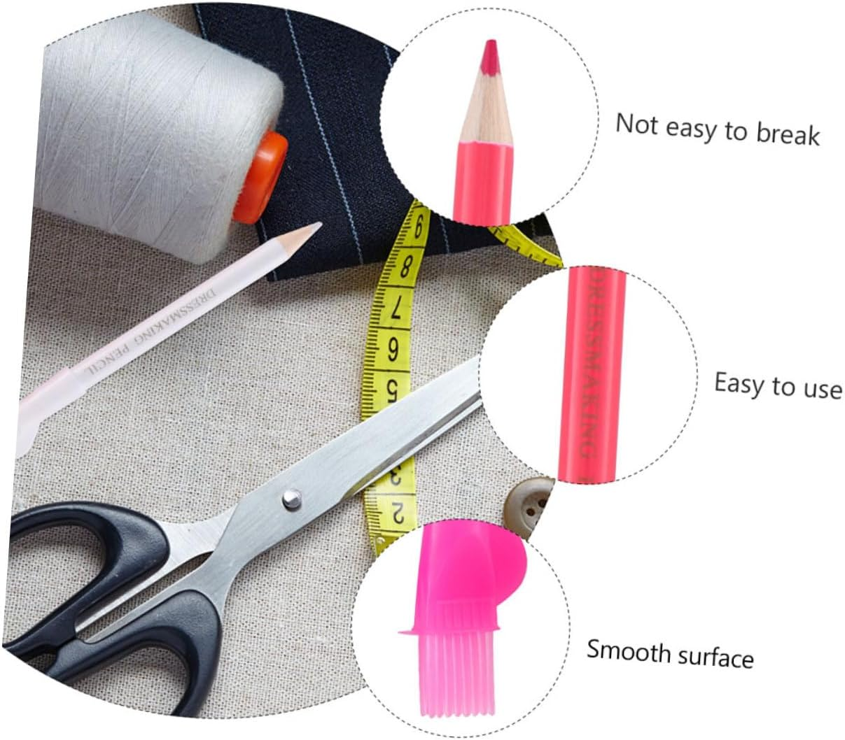 6Pcs Fabric Markers Chalk Pencils for Sewing Dressmakers Tailor Marking Tools for Fabric for Sewing Quilting and Craft Projects image number 2