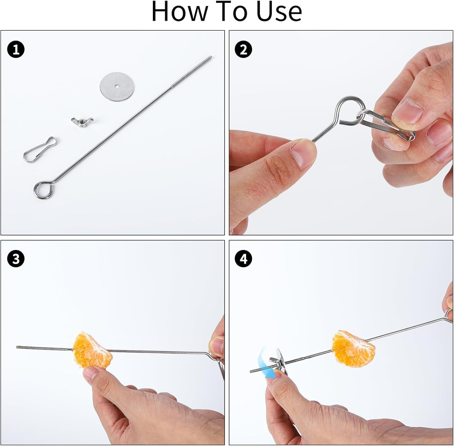 Stainless Steel Bird Treat Skewers, 4Pcs Stainless Steel Bird Treat Feeders Skewer, Parrot Fruit and Vegetable Holder, Parrot Vegetable Stick Skewers, Parrot Treats Fruit Stick Bird Food Skewer image number 5