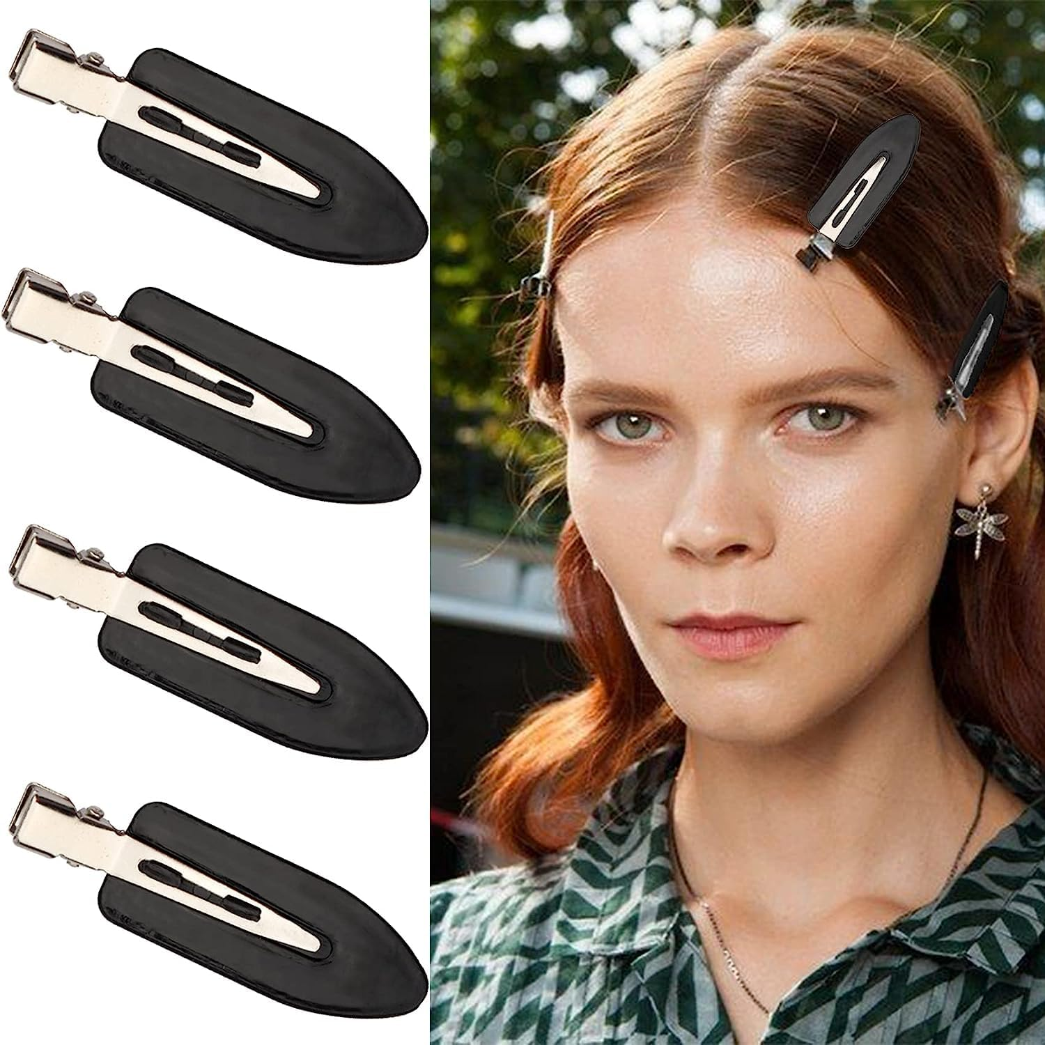 24 Pieces No Bend Hair Clips for Women Girls Makeup Washing Face Accessories Seamless Side Bangs Fix Fringe Curl Pin Barrette No Crease Hair Clip for Salon Hairstyle Bangs Waves (Black)