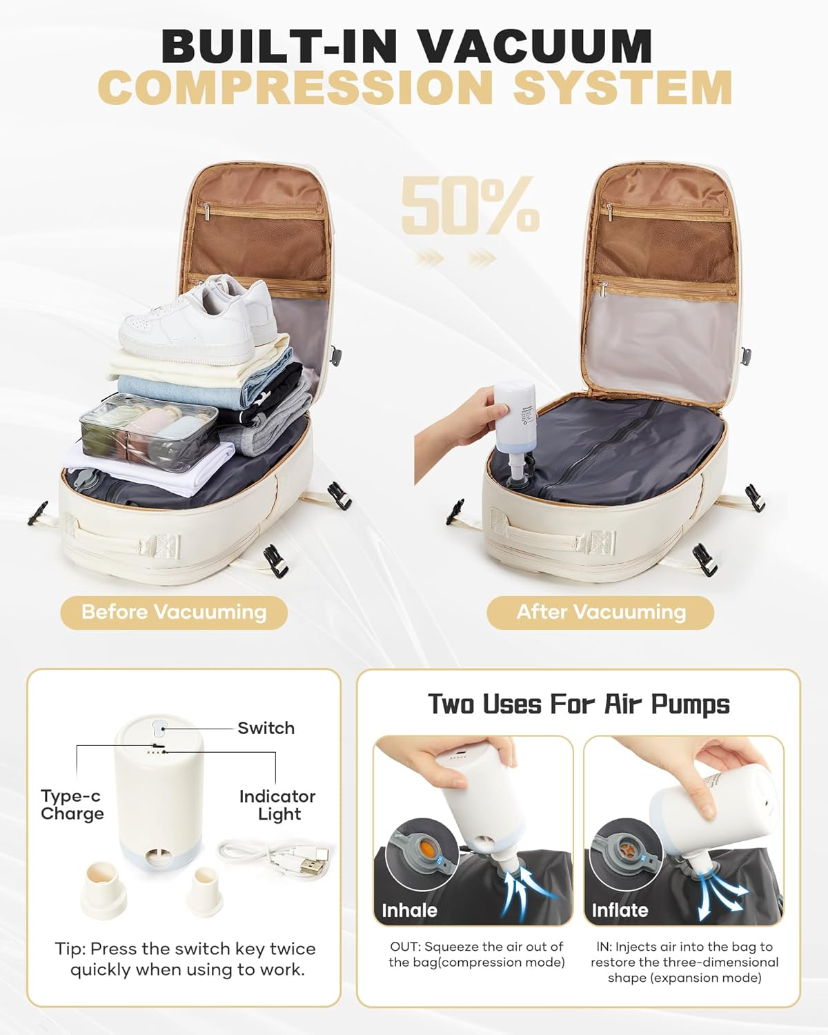 Coofay Vacuum Backpack Airback Backpack image number 1